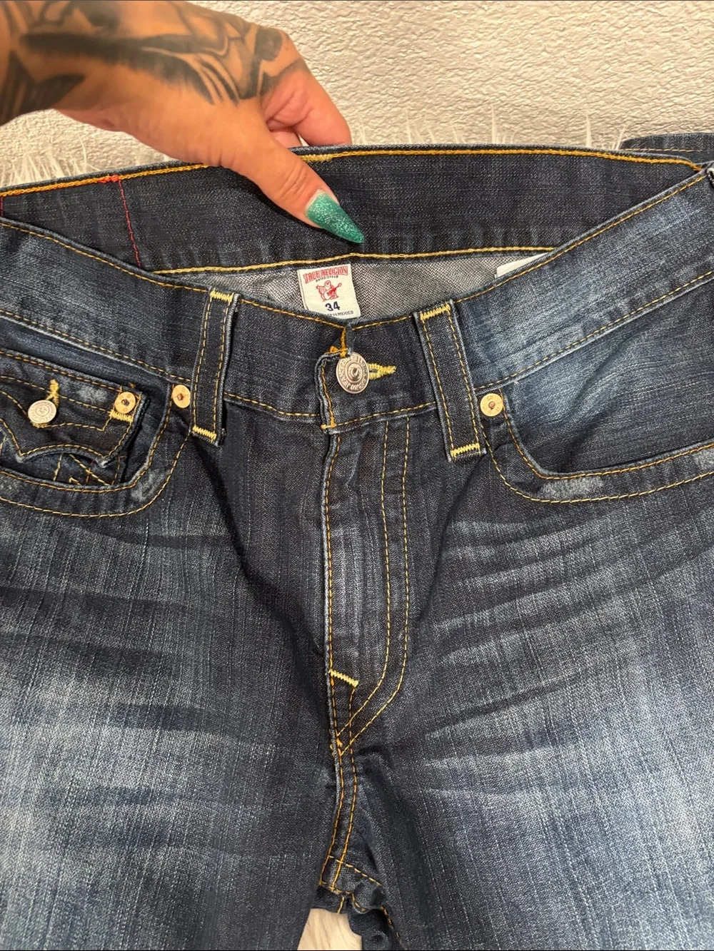 True Religion Classic Dark Straight Jeans - Blue